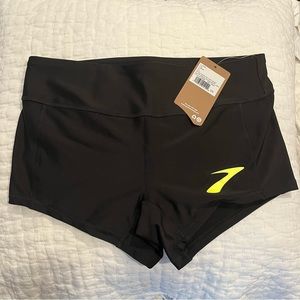 Brooks Running Women Elite 2” Boy Short in Black with Path Logo - Size Med NWT